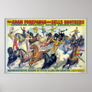 Poster de Teatro de Vintagem de Circus Riders
