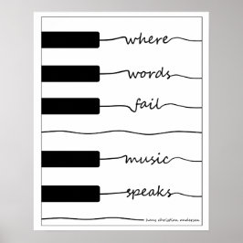 Poster de teclado Piano com cotação Inspiracional