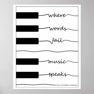 Poster de teclado Piano com cotação Inspiracional