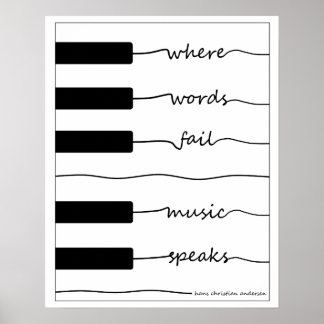 Poster de teclado Piano com cotação Inspiracional