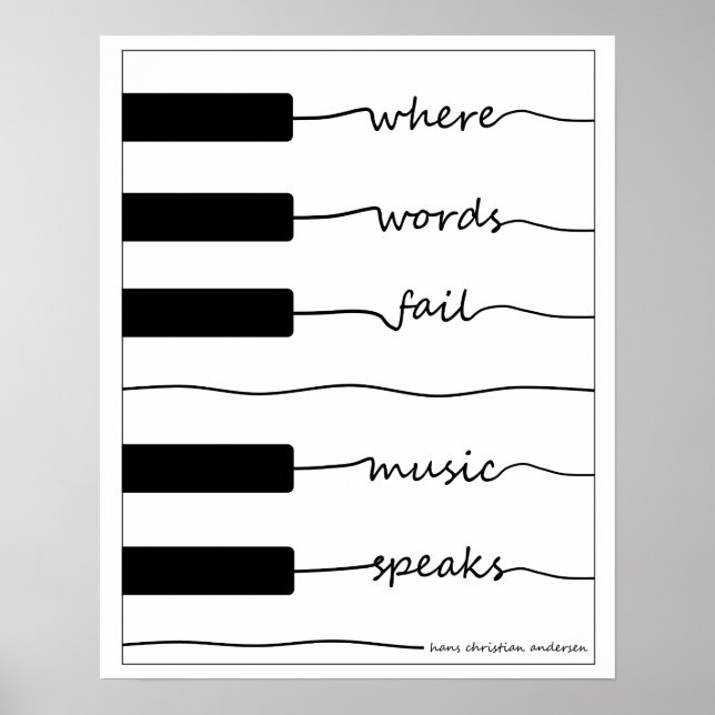 Poster de teclado Piano com cotação Inspiracional (Frente)