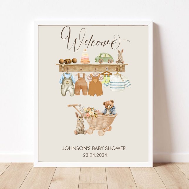 Poster de Tema de Boho de Boho Boho de Bote Chá de (Watercolor Boho Nursery Baby Shower Cards & Gifts Poster)