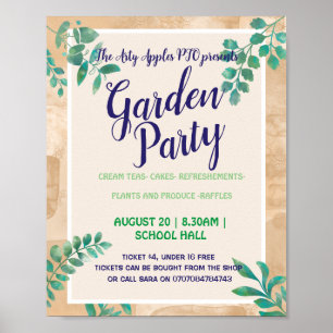 Poster de tema de verão da festa de jardim