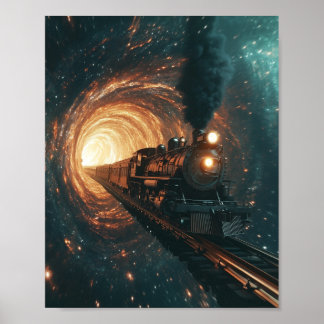 Poster de tempo-Viagem do comboio com vapor Sci-Fi