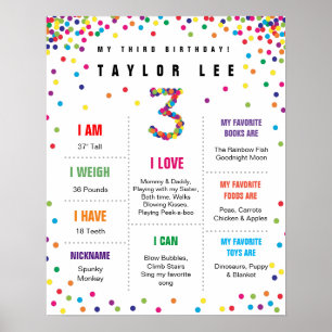Poster de terceiro aniversário do Rainbow Confett