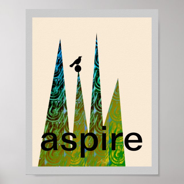 poster de texto motivacional arte ave abstrato mod (Frente)