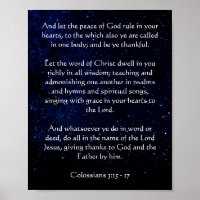 Poster de Texto Personalizado Azul Starry Sky