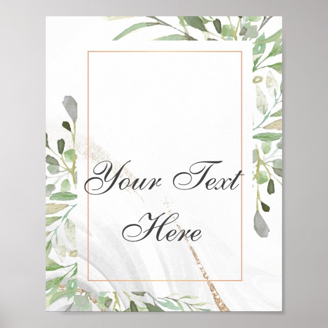 Poster de Texto Personalizado de Aquarela (Frente)