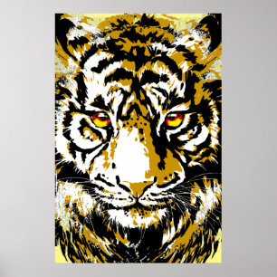 Poster de Tigre Realista - Desenho da Cabeça do T