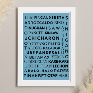 Poster de Tipografia Comida Azul e Preta das Filip