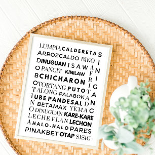 Poster de Tipografia Comida Preta e Branca das Fil