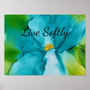 Poster de Tipografia da Flor Azul-Abstrato