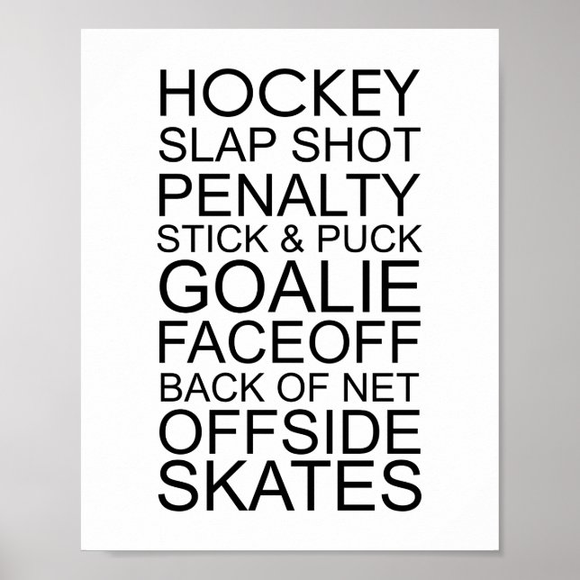 Poster de Tipografia de Palavras de Hockey (Frente)