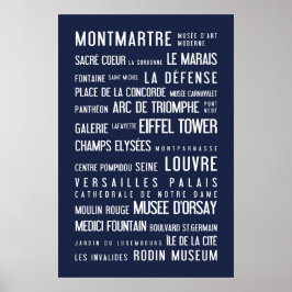 Poster de tipografia de Paris, azul