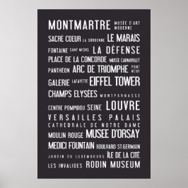 Poster de tipografia de Paris, cinza