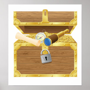 Poster de tórax do tesouro antigo