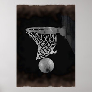 Poster de Trabalho de arte de basquete Sépia Brown