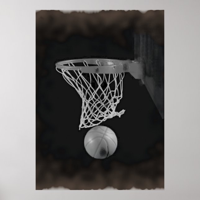Poster de Trabalho de arte de basquete Sépia Brown (Frente)