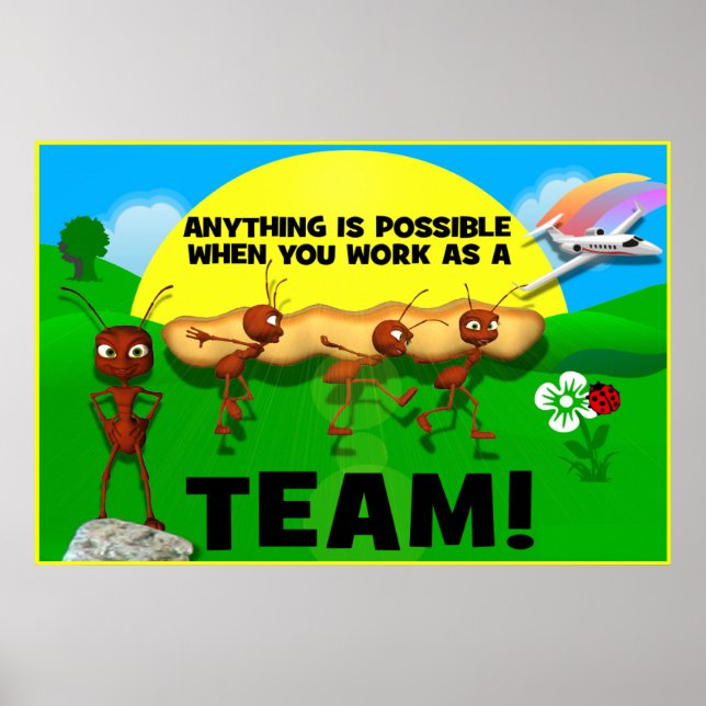 Poster de Trabalho em equipe de Ants Motivacionais (Frente)