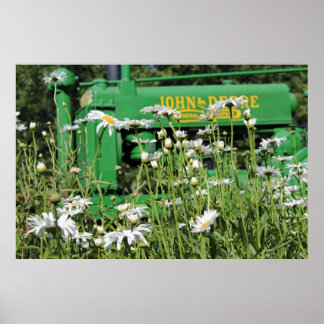 Poster de Trator Verde e Flores
