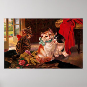 Poster de três gatinhos Vintage