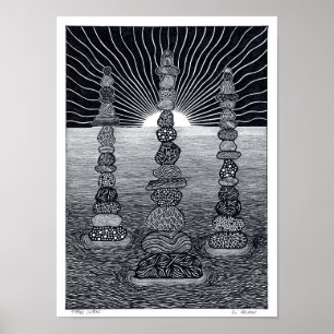 Poster de três montes de pedras