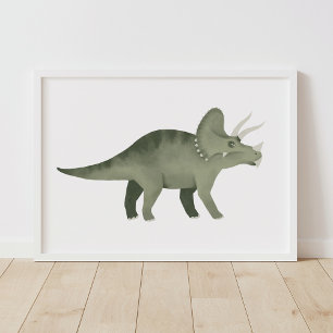 Poster de Triceratops Dinossauro Verde para Quarto