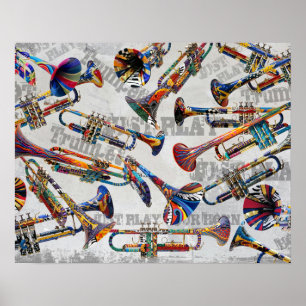 Poster de Trompete Colorida, Arte Musical de Tromp