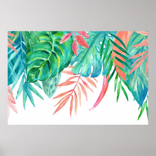 Poster de Tropicais de Aquarela (Frente)
