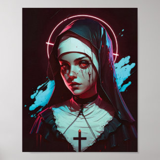 Poster de uma Nun Cyberpunk assustadora