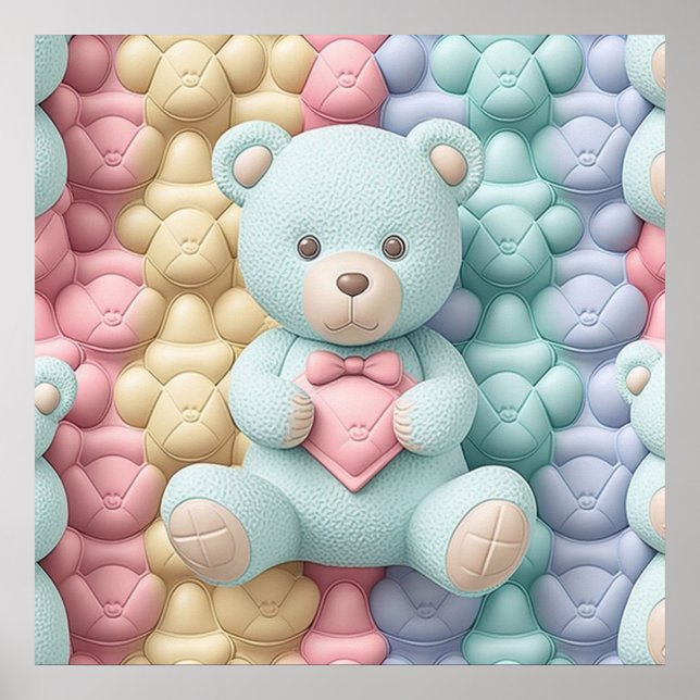 Poster de Urso de Teddy Adorável para Porta-Crianç (Frente)