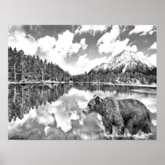 Poster de Urso e Montanhas