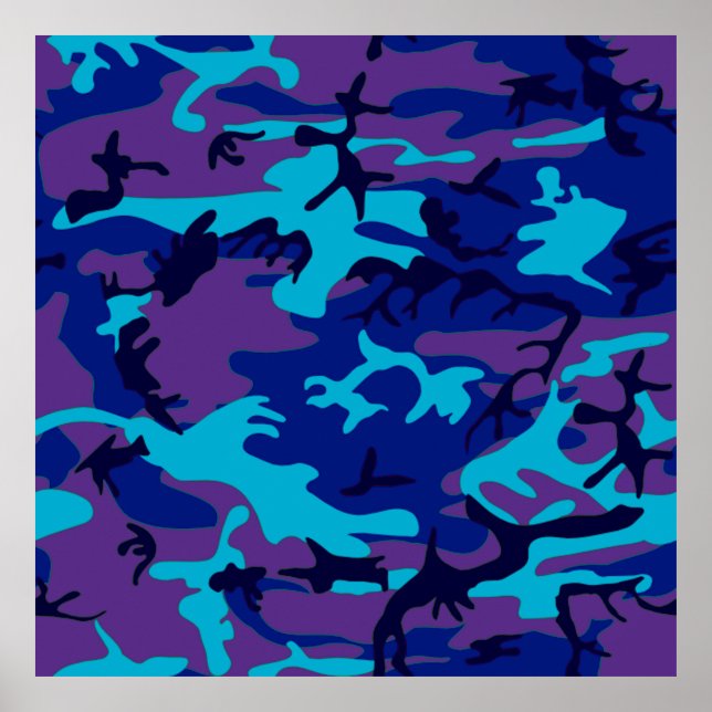 Poster de Valor de Camuflagem Azul Escuro e Roxo (Frente)
