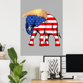Poster de Valor do Elefante de Cabelo Mau de Trump