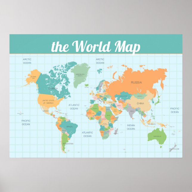 Poster de Valor do Mapa Mundial Colorido (Matte) (Frente)