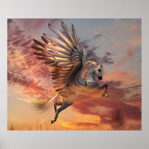 Poster de valor do Pegasus de Sunset 24"x20", opçõ