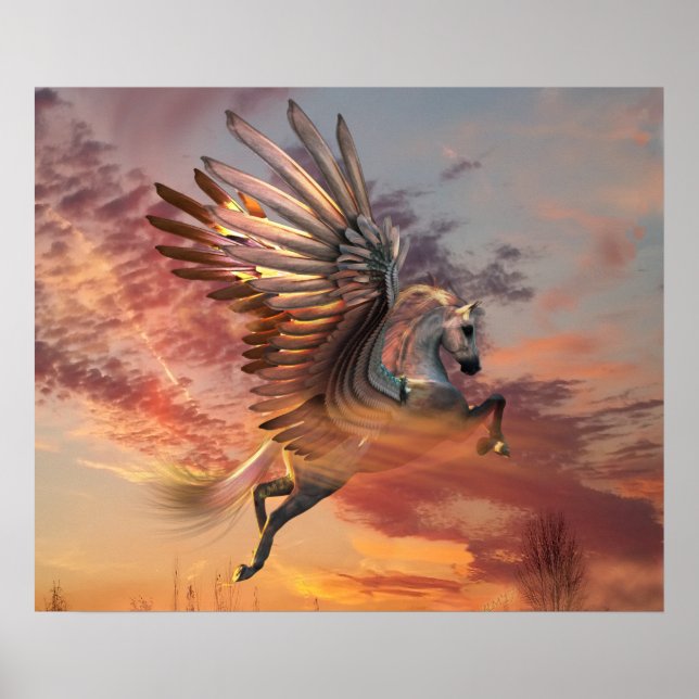 Poster de valor do Pegasus de Sunset 24"x20", opçõ (Frente)