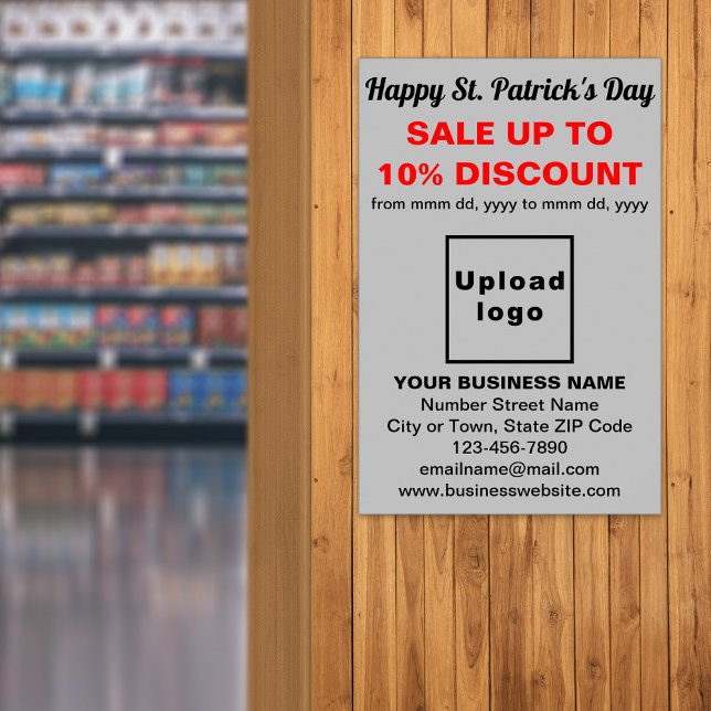 Poster de vendas no dia útil de Patrick (Gray St. Patrick's Day business sale poster)