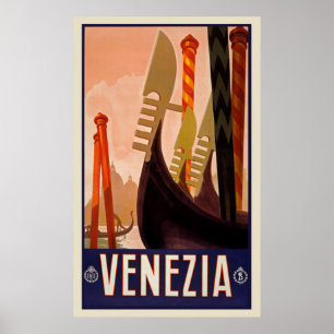 Poster de Venezia Italia das viagens vintage