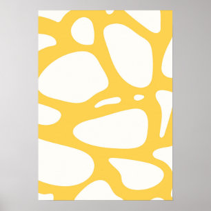 Poster de Verão abstrato amarelo e branco