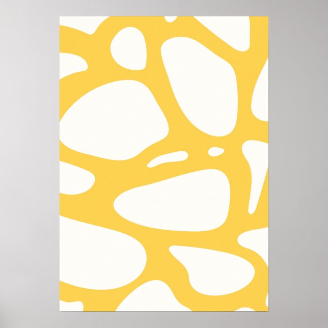 Poster de Verão abstrato amarelo e branco (Frente)