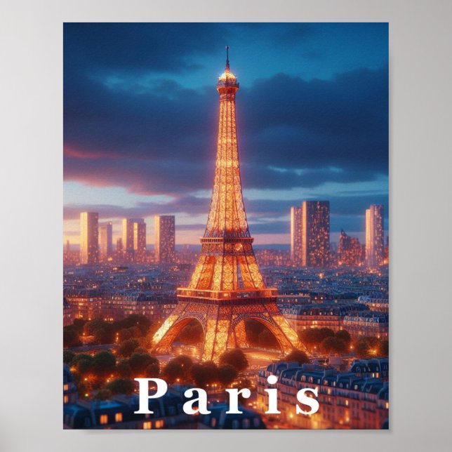 Poster de Viagem de arte em Torre Eiffel de Paris (Frente)