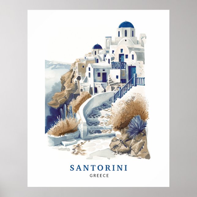 Poster de Viagem de Grécia de da Santorini (Frente)