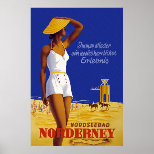 poster de viagens alemão "Norderney" Vintage