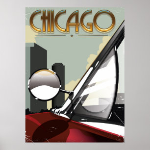 Poster de viagens automático da cidade de Chicago