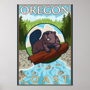 Poster de viagens Beaver & RiverCoastVintage