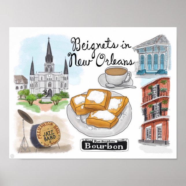 Poster de viagens: Beignets em Nova Orleans (Frente)