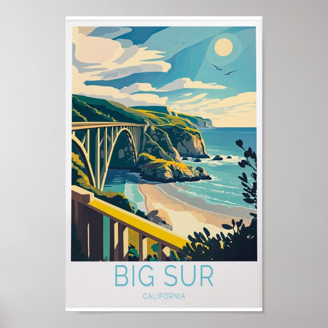 Poster de viagens Big Sur Carmel Beach California, (Frente)