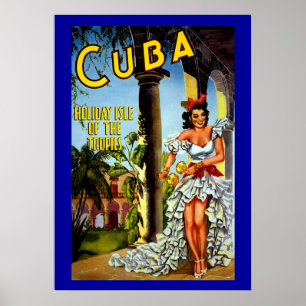 Poster de viagens cubano da menina do dançarino d