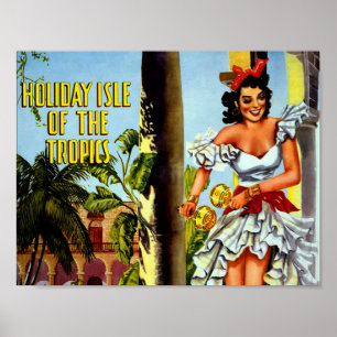 Poster de viagens cubano do vintage - trópicos da